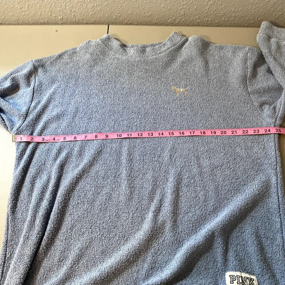 Pink Victoria Secret Womens Large L Blue Sweatshirt Long Sleeve Comfy Textured - Picture 3 of 7